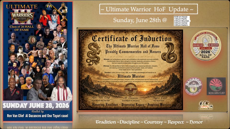 Masters of the Martial Arts ultimate warrior hof